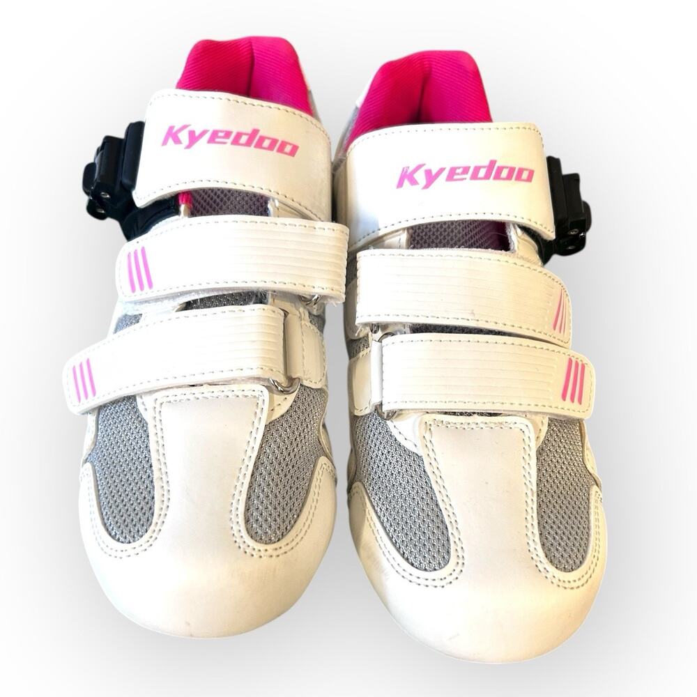 Kyedoo Cycling Womens Bike Shoes. White/Pink‎ Size 37